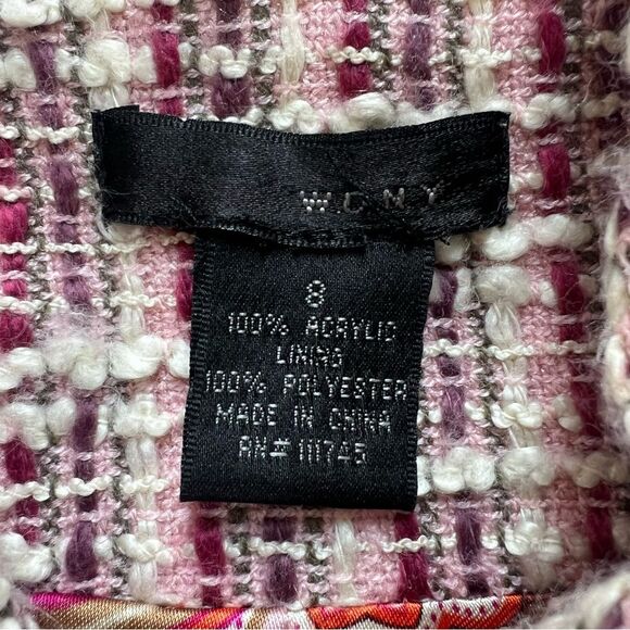 WDNY Pink Grey Tweed Button Trench Jacket Dress Coat Women's Dress Size 8 - Picture 8 of 11